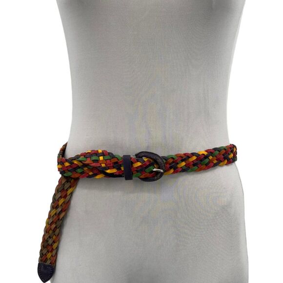 Vintage Genuine Leather Braided Multi Color Belt Size ML main image 13